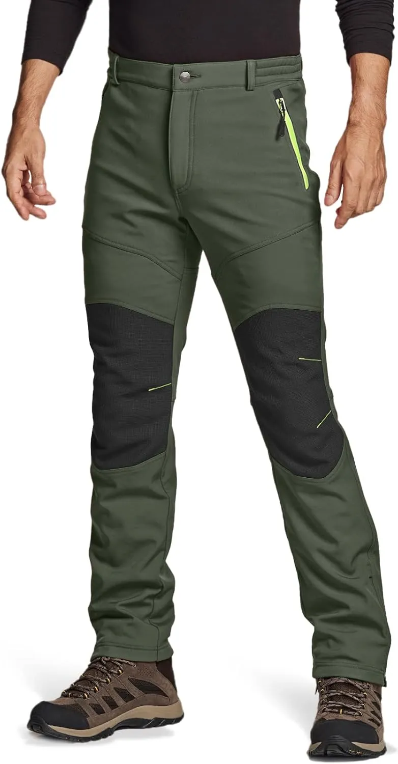 TSLA Men's Snow Ski Snowboard Waterproof Softshell Cargo Pants, Hiking Fleece Lined Bottoms, Outdoor Work Pants