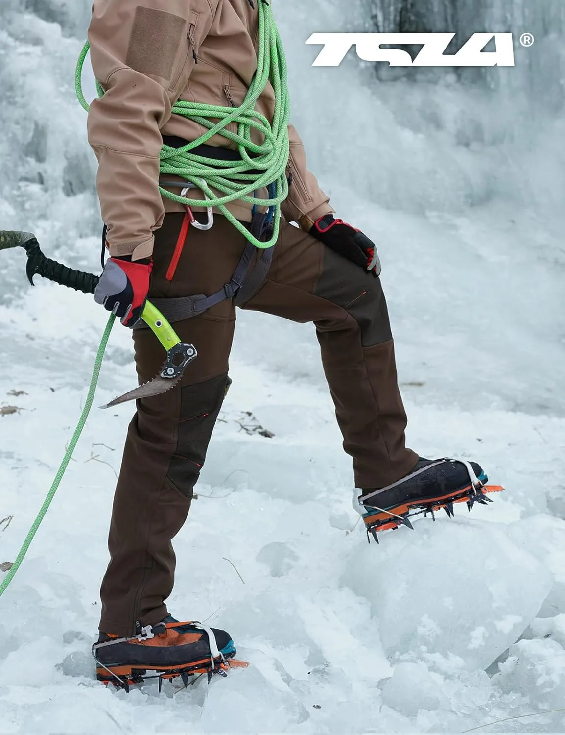 TSLA Men's Snow Ski Snowboard Waterproof Softshell Cargo Pants, Hiking Fleece Lined Bottoms, Outdoor Work Pants