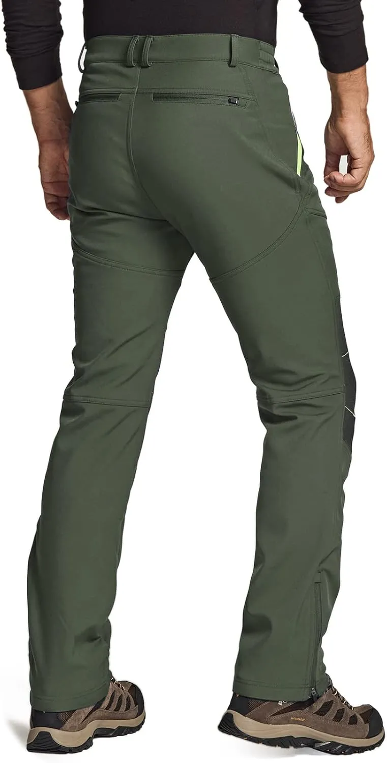 TSLA Men's Snow Ski Snowboard Waterproof Softshell Cargo Pants, Hiking Fleece Lined Bottoms, Outdoor Work Pants