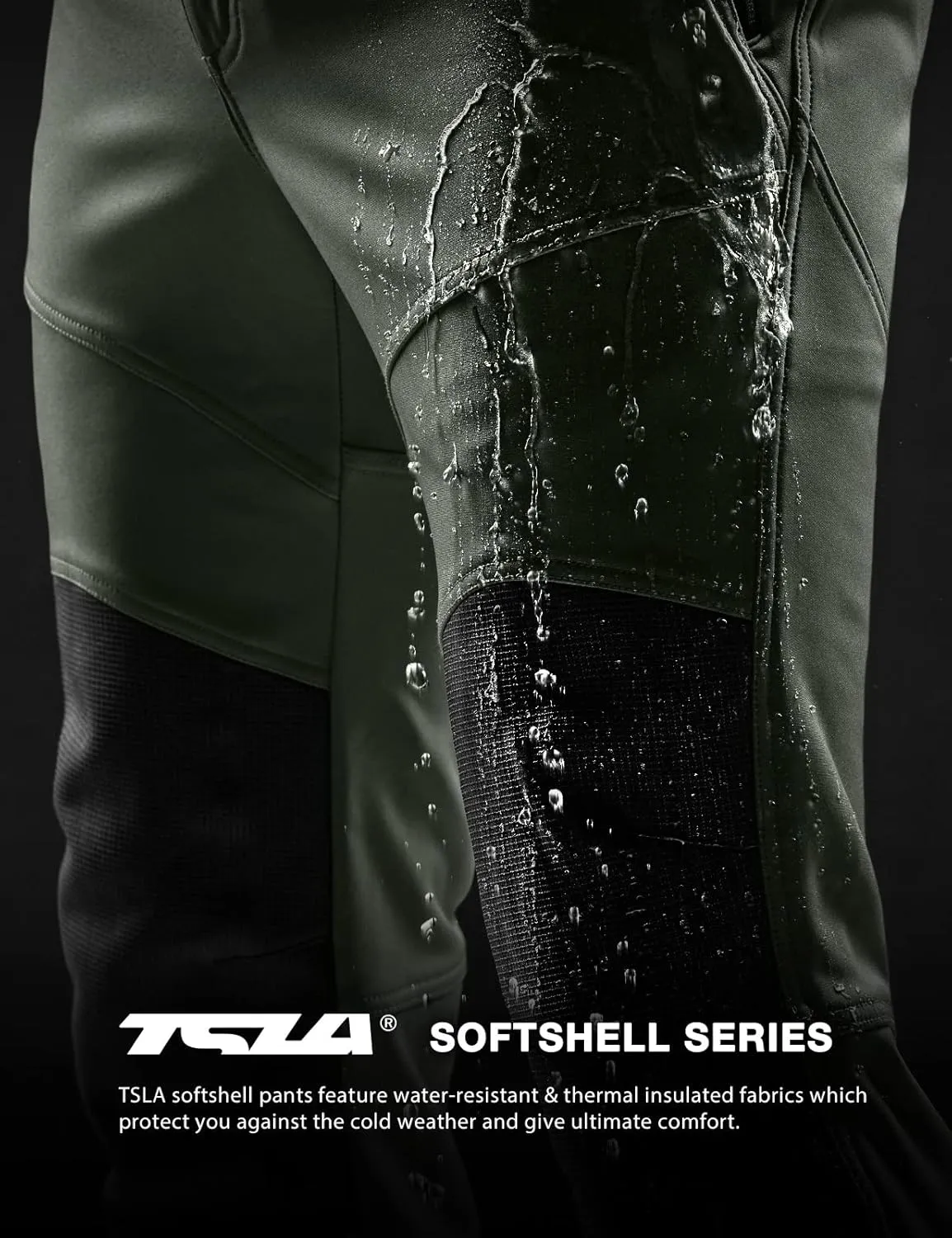 TSLA Men's Snow Ski Snowboard Waterproof Softshell Cargo Pants, Hiking Fleece Lined Bottoms, Outdoor Work Pants