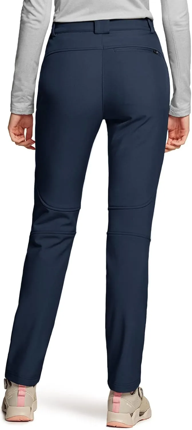 TSLA Women's Softshell Winter Snow Ski Pants, Fleece Lined Waterproof Hiking Pants, Insulated Work Outdoor Pants