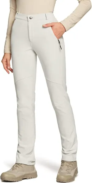 TSLA Women's Softshell Winter Snow Ski Pants, Fleece Lined Waterproof Hiking Pants, Insulated Work Outdoor Pants