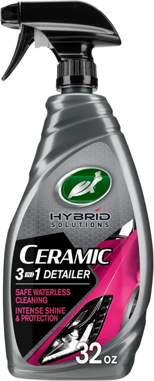 Turtle Wax 53413 Hybrid Solutions Ceramic 3-in-1 Detailer, Waterless Wash and Ceramic Wax Detailing Spray, Cleans Shines and Protects Paint Glass and Wheels, Repels Water and Dirt, 32 oz. (Pack of 1)