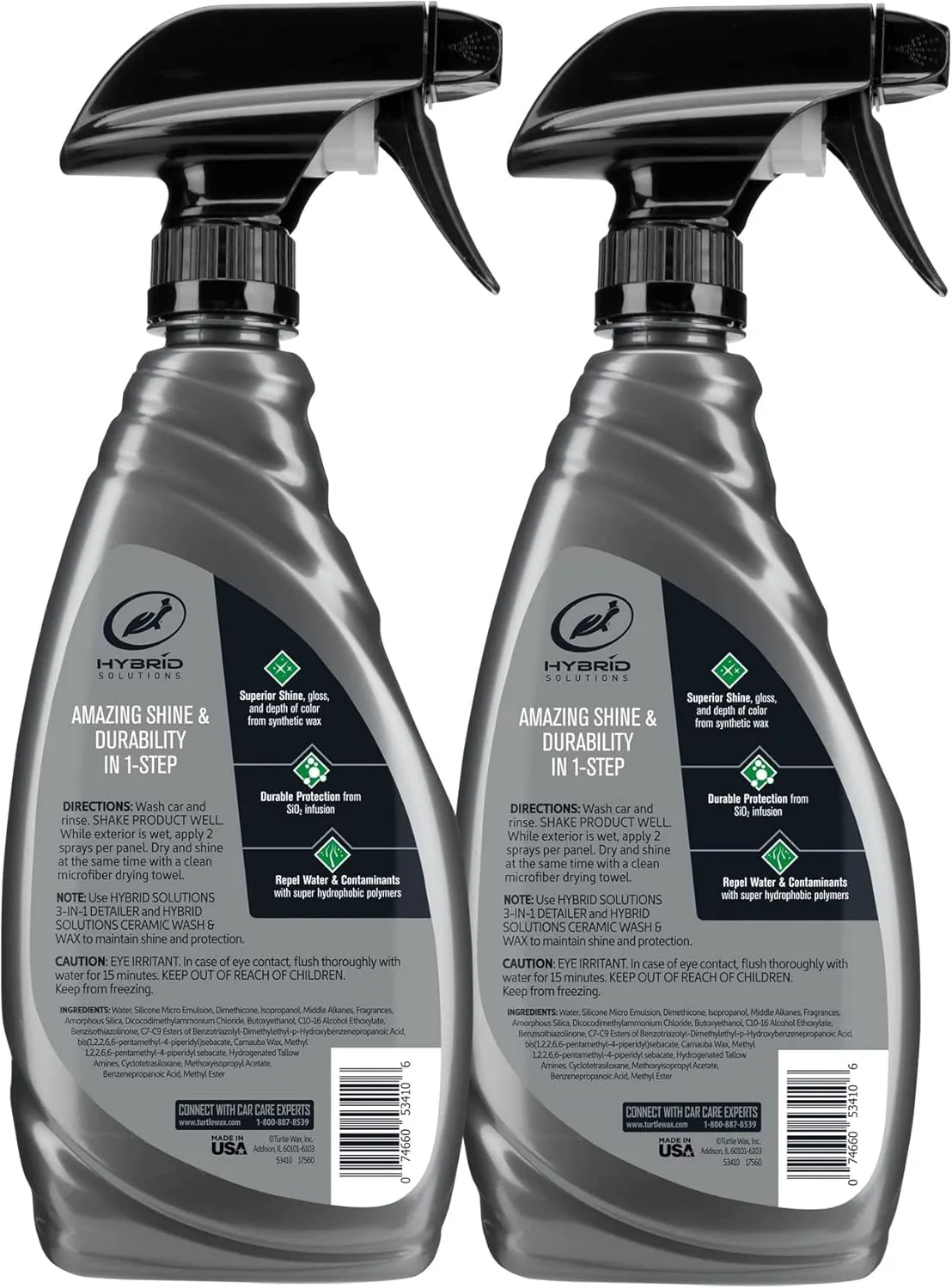 Turtle Wax 53884 Hybrid Solutions Ceramic Wet Wax, One Step Shine and Protection Solution, Extreme Water Beading, Keeps Vehicle Cleaner for Longer, No Streaks, 26 oz. (Pack of 2)