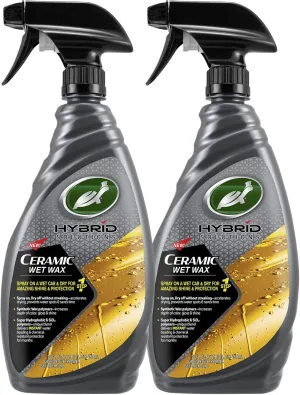 Turtle Wax 53884 Hybrid Solutions Ceramic Wet Wax, One Step Shine and Protection Solution, Extreme Water Beading, Keeps Vehicle Cleaner for Longer, No Streaks, 26 oz. (Pack of 2)