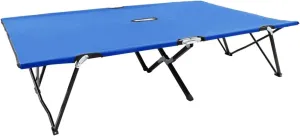 Two Person Folding Sun Lounger Blue Steel Outdoor Seat