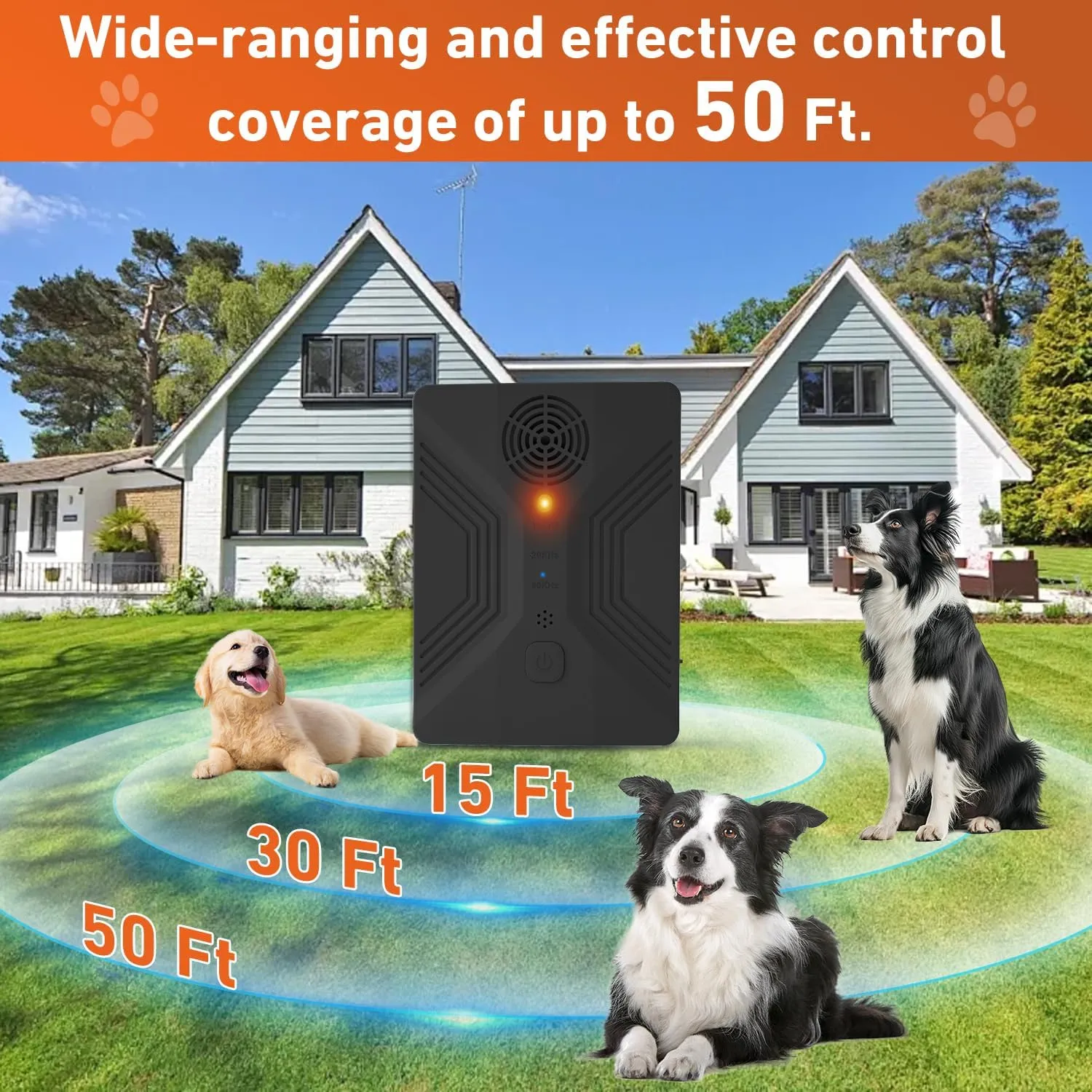 Ultrasonic Dog Bark Deterrent Devices with 3 Modes- Works Up to 50 Feet Away, Anti Barking Devices, Anti Barking Device for Dogs, Barking Control Devices for Dog Training in Outdoor