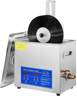 Ultrasonic Vinyl Record Cleaner, 6L Portable Ultrasonic Cleaner, with Digital Timer and Heater, Adjustable Temperature/304 Stainless Steel, for Jewelry Watch Retainer Glasses Denture