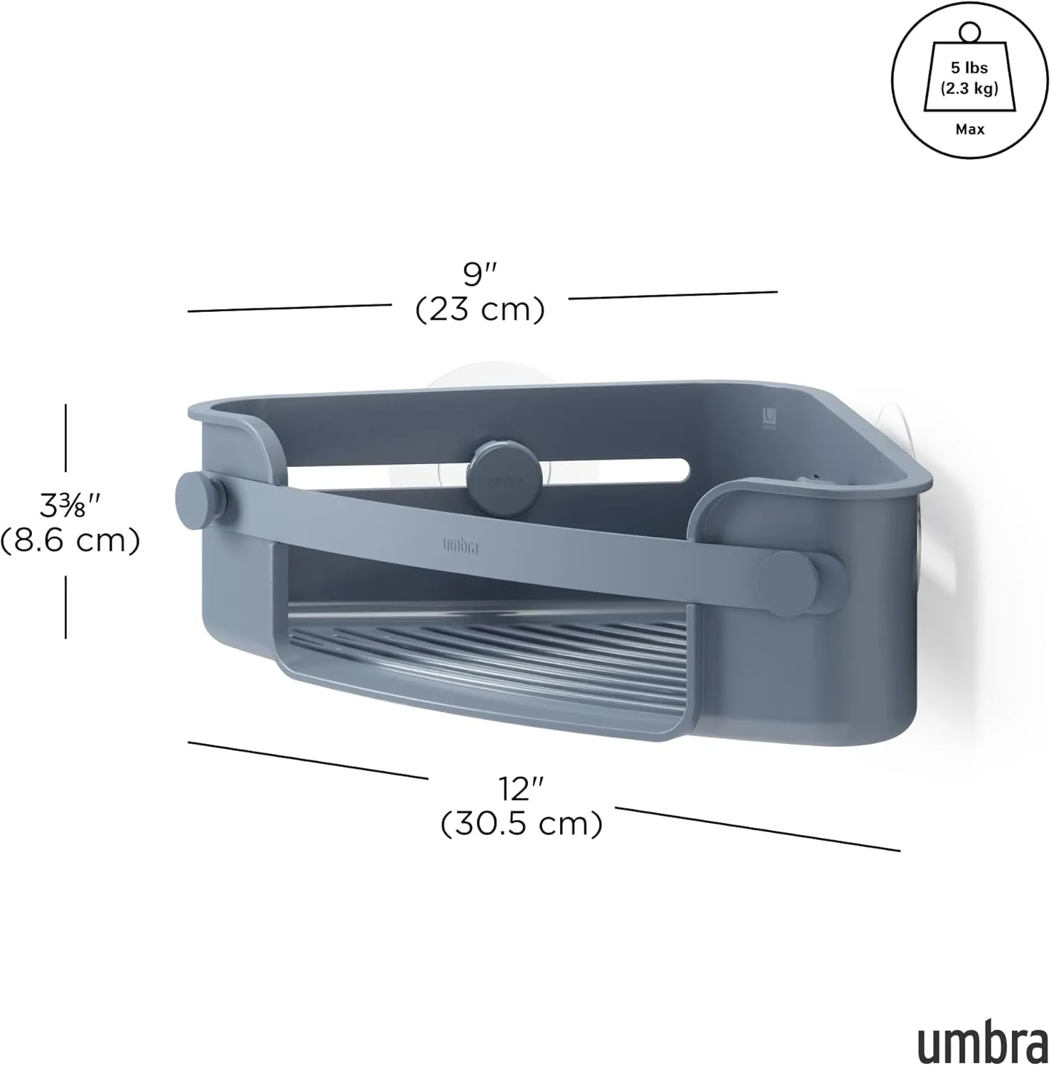 Umbra Flex Adhesive Corner Bin, Slate Blue