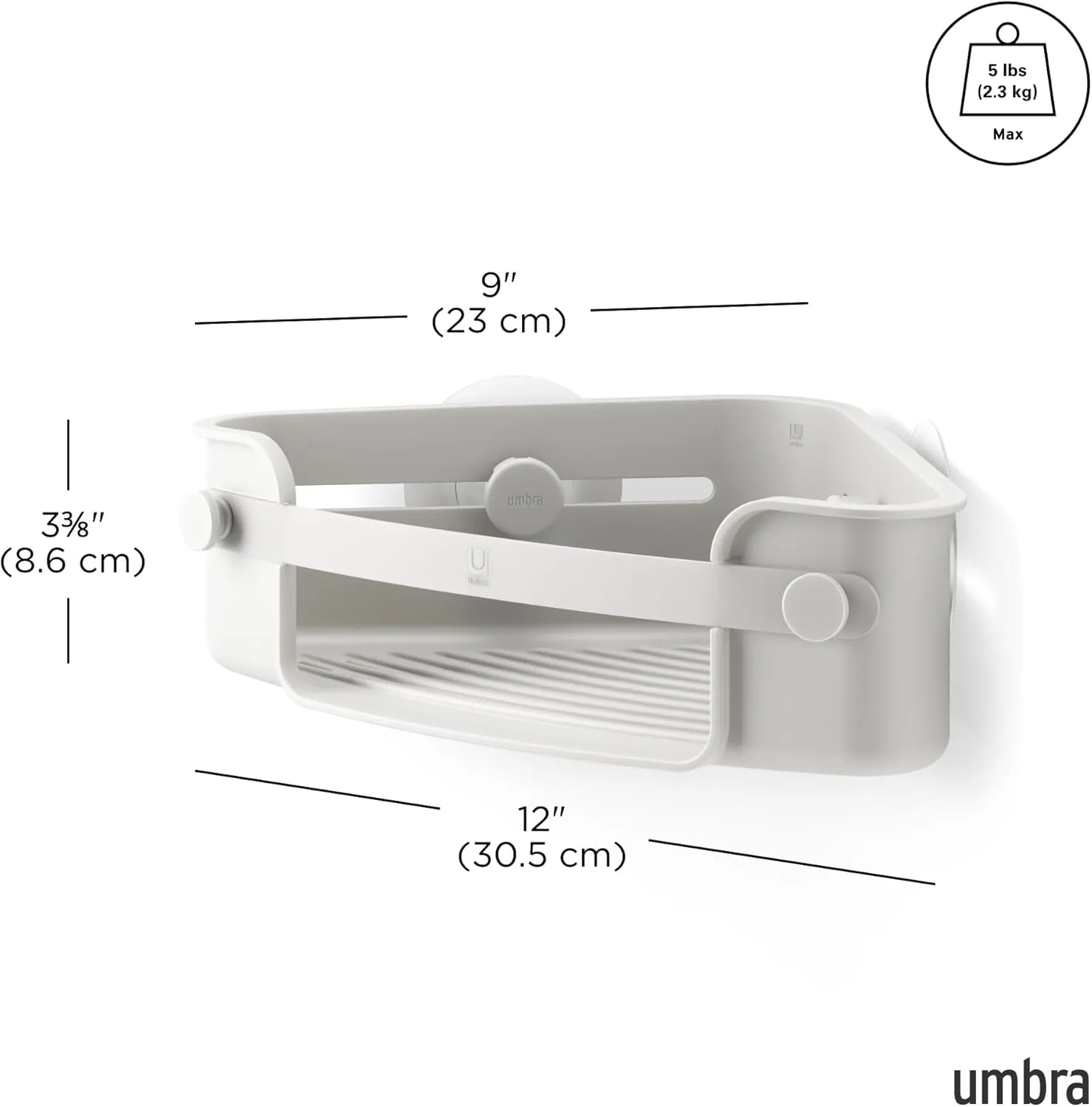 Umbra Flex Adhesive Shower Corner Shelf for Bathroom, Grey