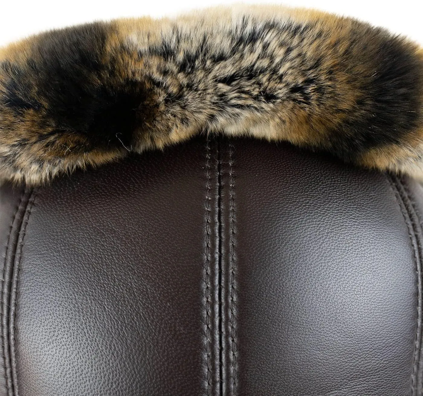 Unisex Brown Rabbit Fur Leather Aviator Russian Ushanka Trapper Winter Fur Hat for Outdoor Warm Hat Gift Ideas for Men