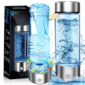 Upgraded Hydrogen Water Bottle Generator - Portable Rechargeable Hydrogen-Rich Water Machine, Rapid 3-Min for Enhanced Water Quality, Premium Travel-Friendly Design with SPE/PEM Tech (Silver)