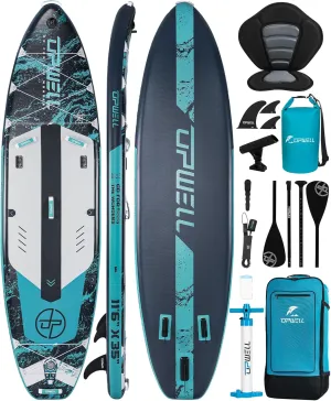 UPWELL 10'6"/11'/11'6" Inflatable Paddle Board, Stand Up Paddle Board for Youth & Adults, Stable Design, Premium SUP Accessories, Backpack, 10L Dry Bag, Paddle, Leash, Hand Pump, Fins