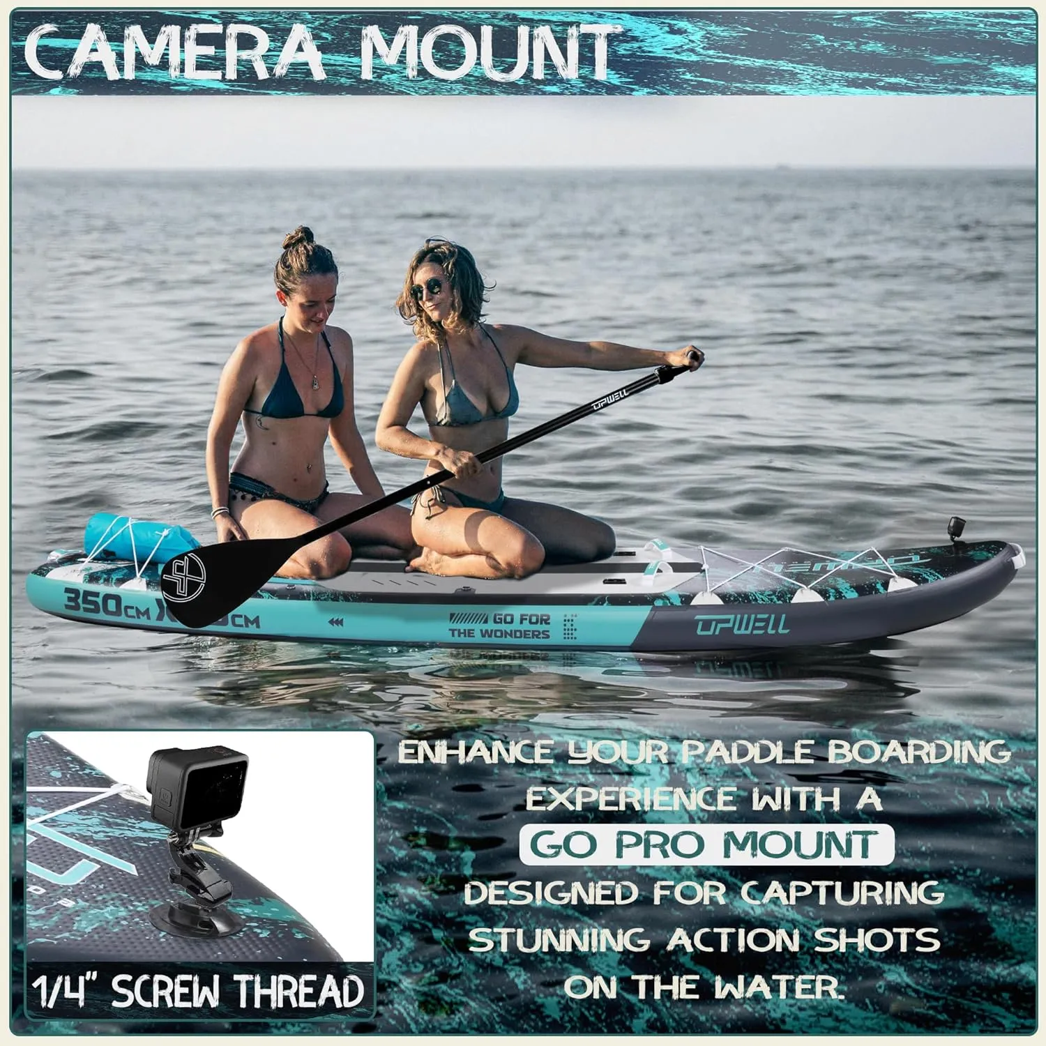 UPWELL 10'6"/11'/11'6" Inflatable Paddle Board, Stand Up Paddle Board for Youth & Adults, Stable Design, Premium SUP Accessories, Backpack, 10L Dry Bag, Paddle, Leash, Hand Pump, Fins