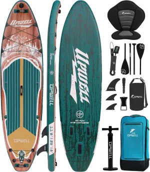 UPWELL 11'6"×35" Extra Wide Inflatable Paddle Board, Stand Up Paddle Board for Youth & Adults, Stable Design, Premium SUP Accessories, 120L Backpack, 10L Dry Bag, Paddle, Leash, Hand Pump, US Fins