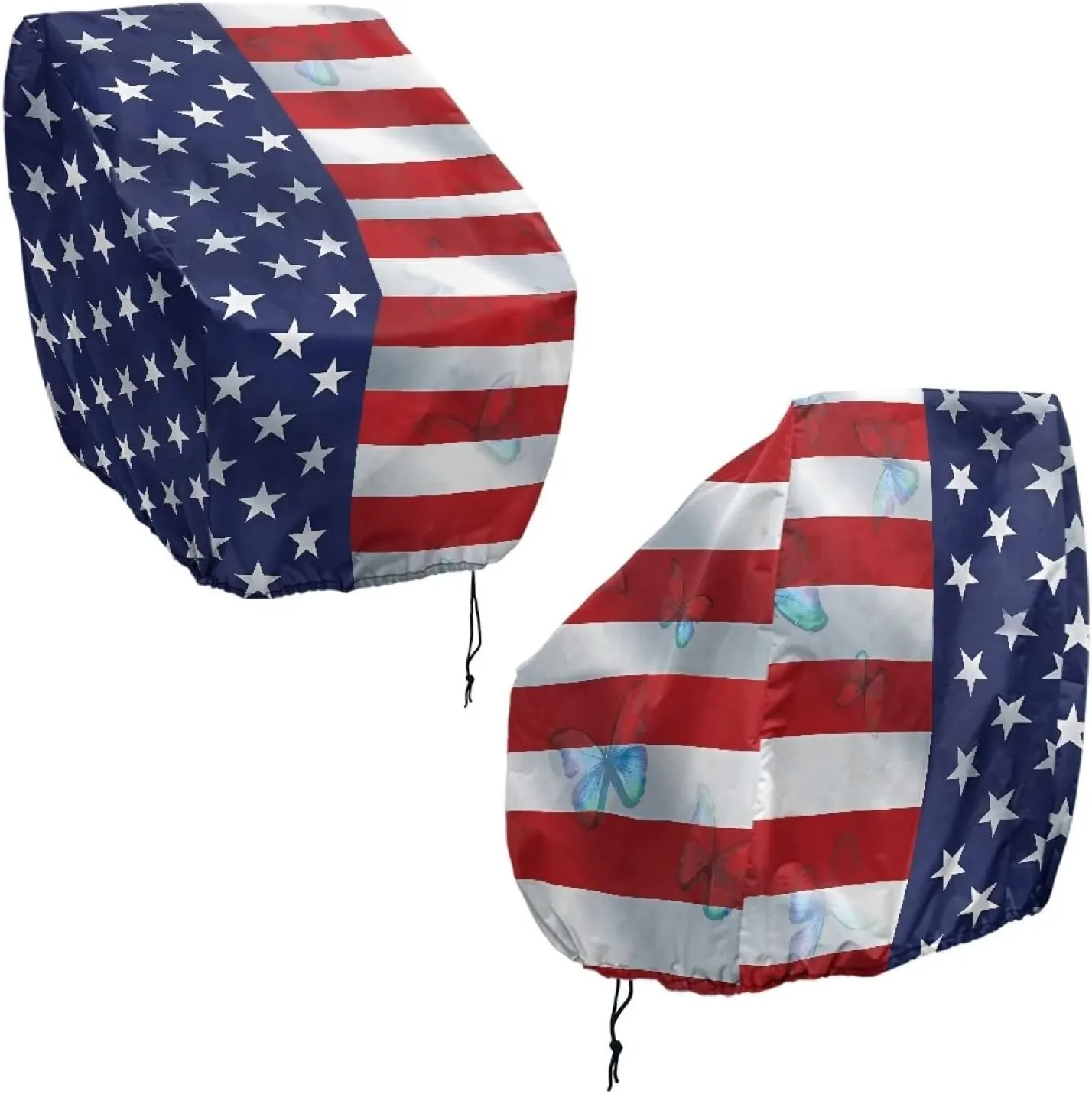 USA Flag Butterfly Boat Folding Seat Cover Silver-Plated Polyester Weather Resistant Material Captain's Chair Cover Full Length Protection for Your Boat Seat Cover