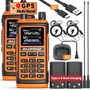 UV-17 PRO GPS Ham Radio Long Range Handheld Upgraded of UV-17R Walkie Talkie NOAA Weather Receiver Copy Frequency USB Charging 999 Channels Two Way Radio with High Gain Antenna,2 Pack