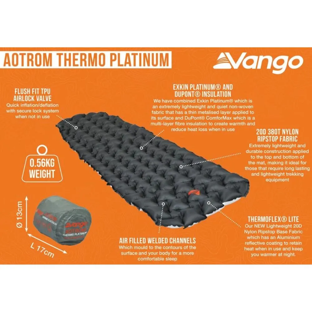 Vango Aotrom Thermo Platinum 5cm Sleeping Mat (Astro Grey)