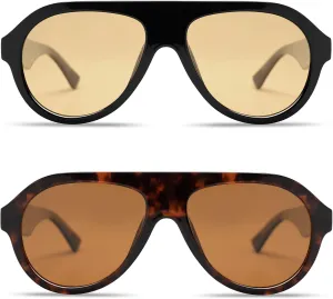 VANLINKER Retro Aviator Polarized Sunglasses for Men Women Trendy 70s Vintage Plastic Frame Sun Glasses VL9750