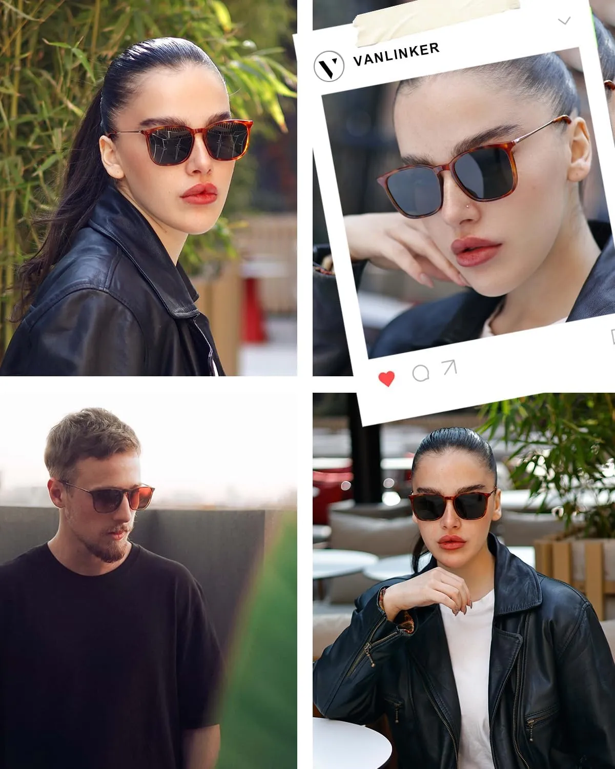 VANLINKER Vintage Square Polarized Sunglasses Men Women Classic Trendy Rectangle Metal Frame Sun Glasses VL9771