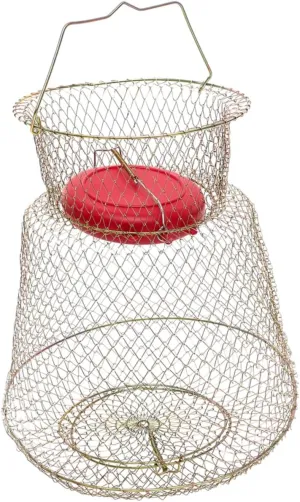 VANZACK Fish Basket Floating Cages Galvanized Steel Wire Fish Trap Basket Collapsible for Fishing