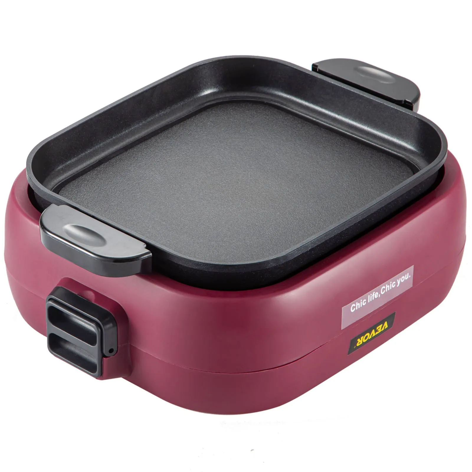 VEVOR 2 in 1 Electric BBQ Pan Grill Hot Pot - Foldable Design, Dual Temperature Control, High-Efficient Heating - 2100W