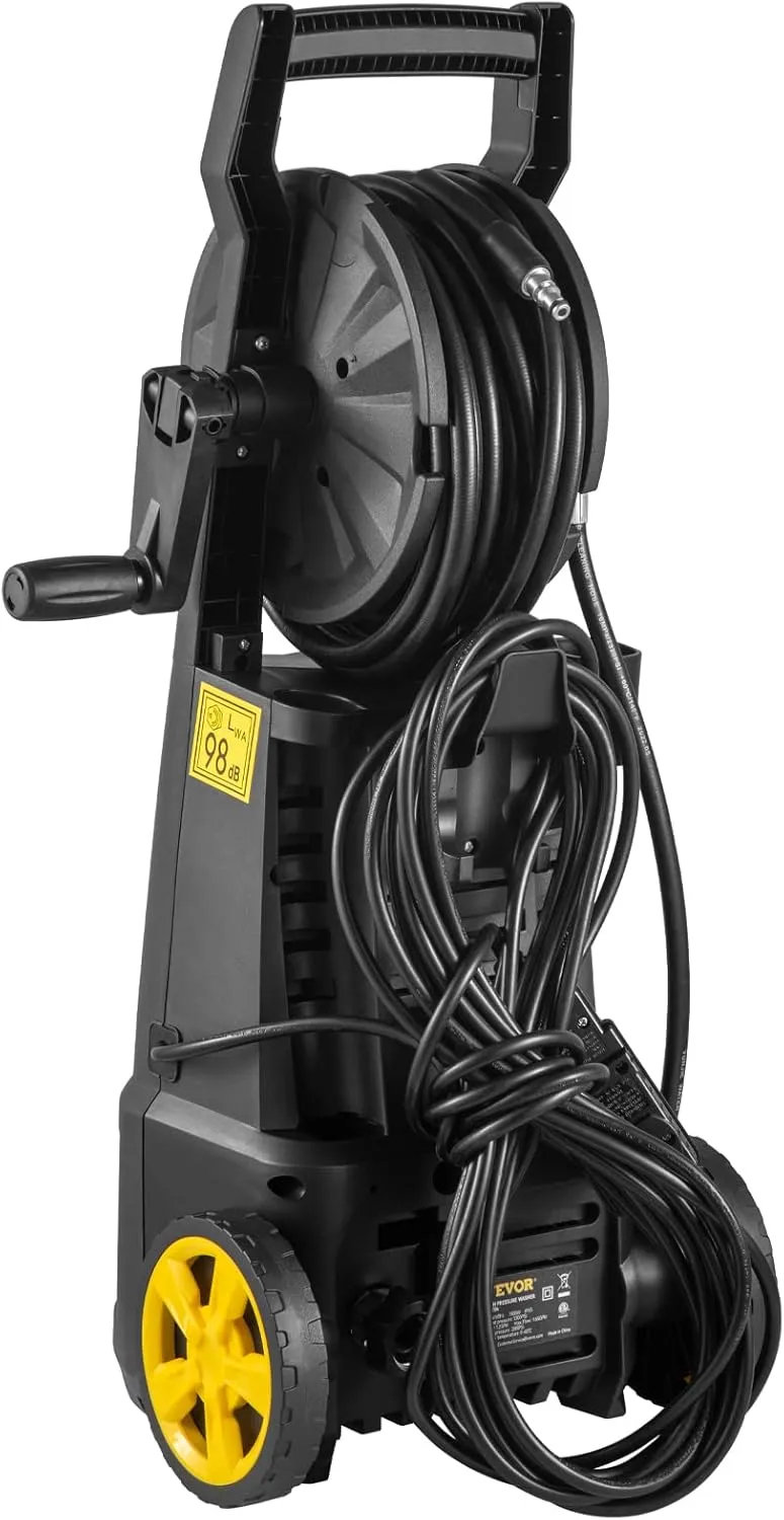 VEVOR Electric Pressure Washer, 2000 PSI, Max 1.65 GPM Power Washer w/ 30 ft Hose & Reel, 5 Quick Connect Nozzles, Foam Cannon, Portable to Clean Patios, Cars, Fences, Driveways, ETL Listed