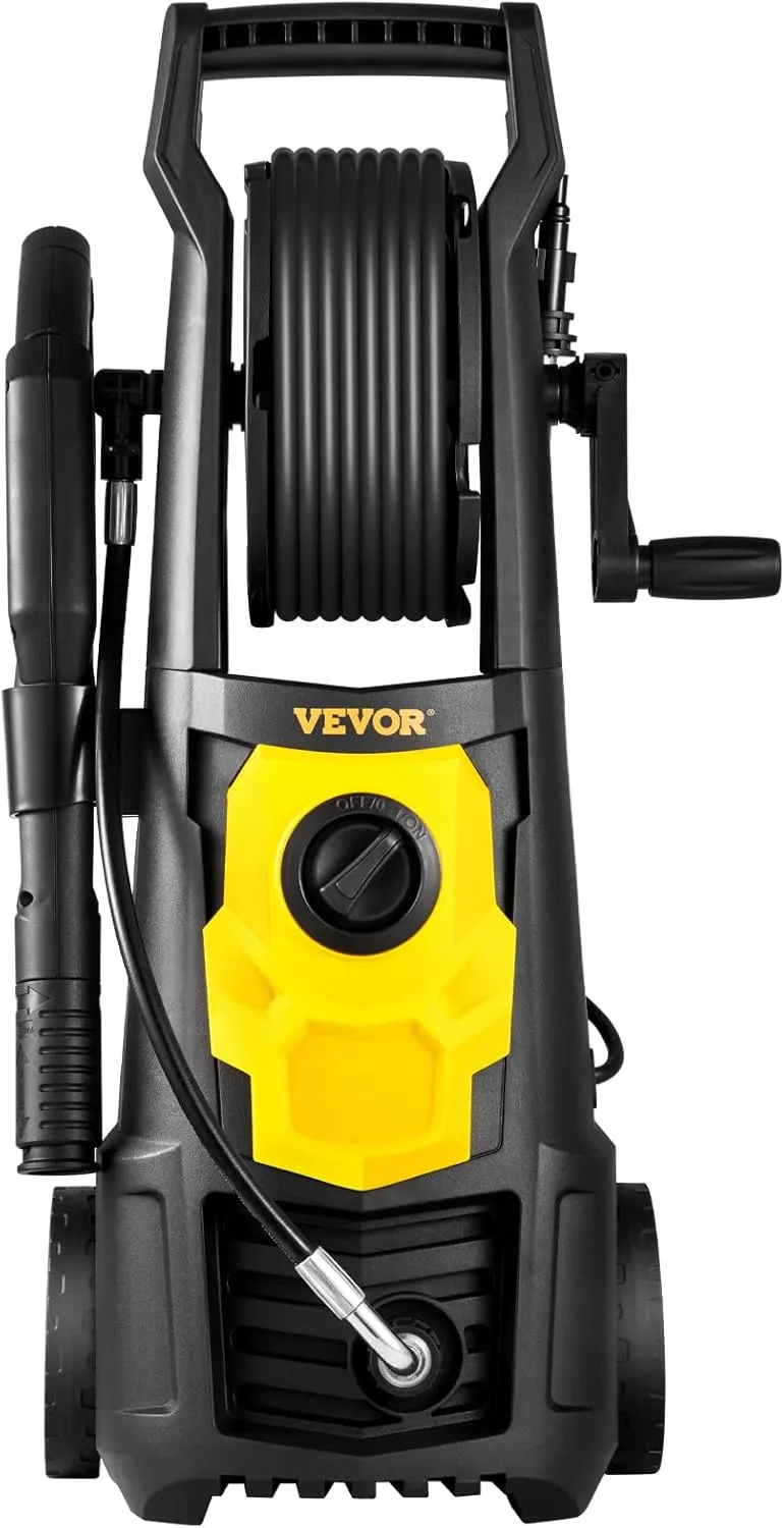 VEVOR Electric Pressure Washer, 2000 PSI, Max 1.65 GPM Power Washer w/ 30 ft Hose & Reel, 5 Quick Connect Nozzles, Foam Cannon, Portable to Clean Patios, Cars, Fences, Driveways, ETL Listed