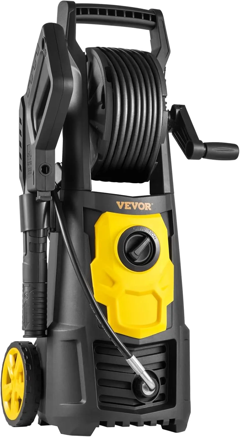 VEVOR Electric Pressure Washer, 2000 PSI, Max 1.65 GPM Power Washer w/ 30 ft Hose & Reel, 5 Quick Connect Nozzles, Foam Cannon, Portable to Clean Patios, Cars, Fences, Driveways, ETL Listed