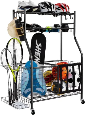 VEVOR Golf Bag Organizer, Golf Bag Storage Rack Stand Holder, Sports Equipment Storage Rack, Golf Storage Organizer for Garage, Sports Gear, Toys Storage Rack Hooks