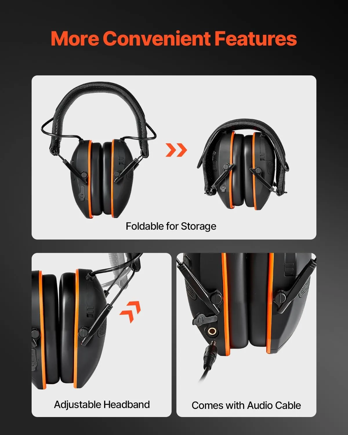 VEVOR Safety Earmuffs, Electronic Ear Muffs with 5.3 Bluetooth Technology and Sound Amplification, Noise Reduction Headphone NRR23dB, Hearing Protection Earmuffs for Shooting, Lawn Mowing and Work