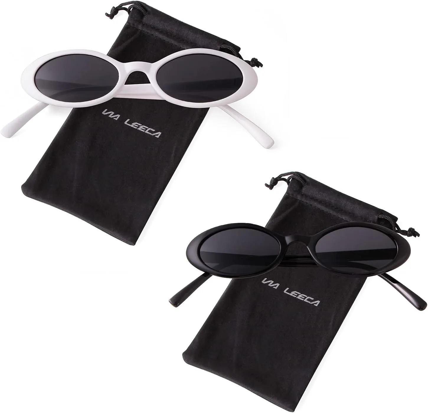 VIA LEECA Trendy Oval Sunglasses Women 90’s Vintage Sun Glasses Fashion Tinted Glasses UV400 Protection