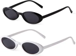 VIA LEECA Trendy Oval Sunglasses Women 90’s Vintage Sun Glasses Fashion Tinted Glasses UV400 Protection