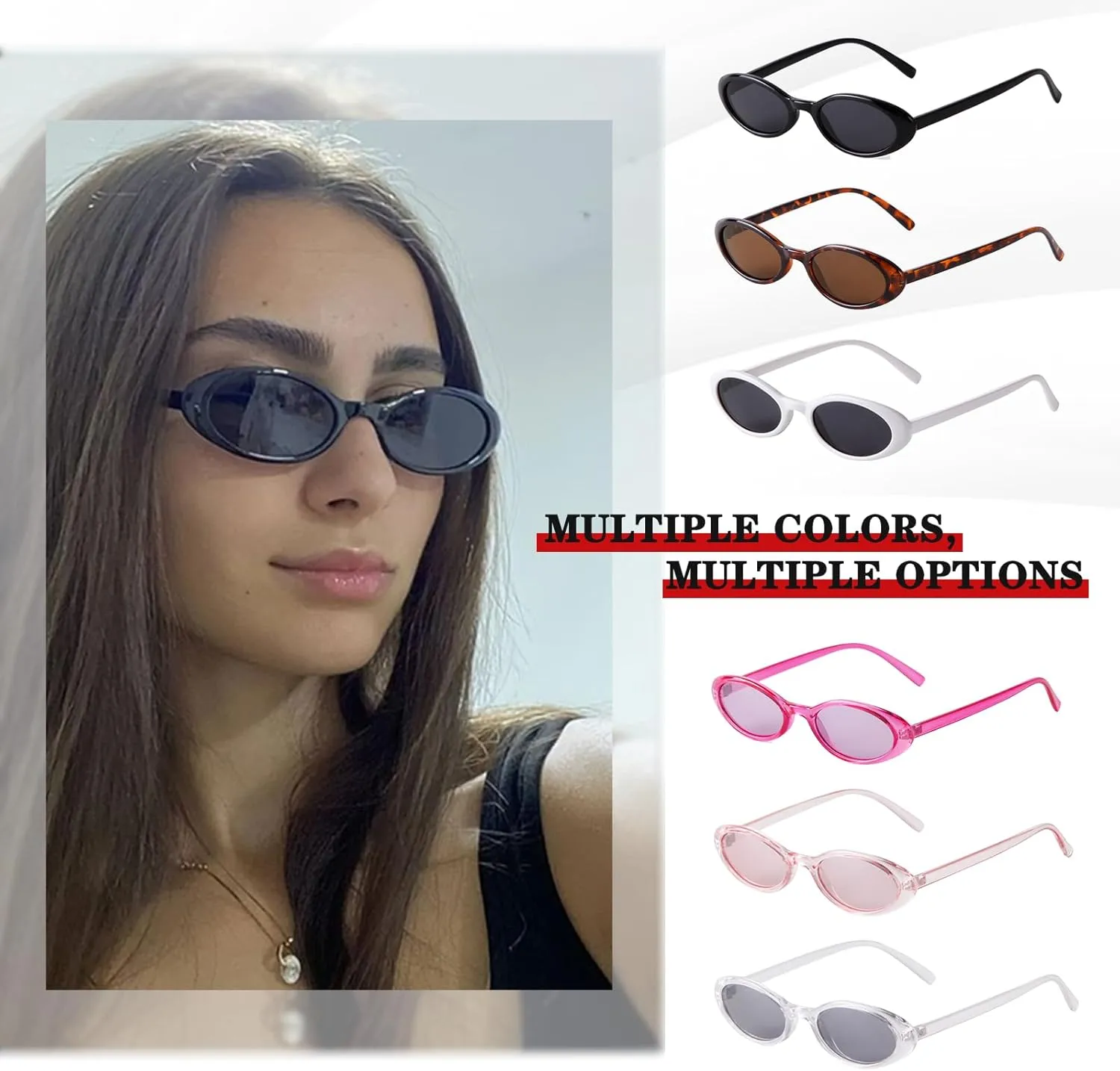 VIA LEECA Trendy Oval Sunglasses Women 90’s Vintage Sun Glasses Fashion Tinted Glasses UV400 Protection