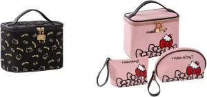 Vimanllie Travel Makeup Bag Large Cosmetic Bags with Brush Holder, Pink Waterproof 3PCS Portable Cosmetic Case for Women, Toiletry Bag for Skincare & Beauty Tools for Her