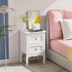 VINGLI White Nightstand With 2 Drawers - Tool-Free Setup, Easy & Quick Install Small Bedside Table for Bedroom, Girls Side Table, End Table for Small Spaces