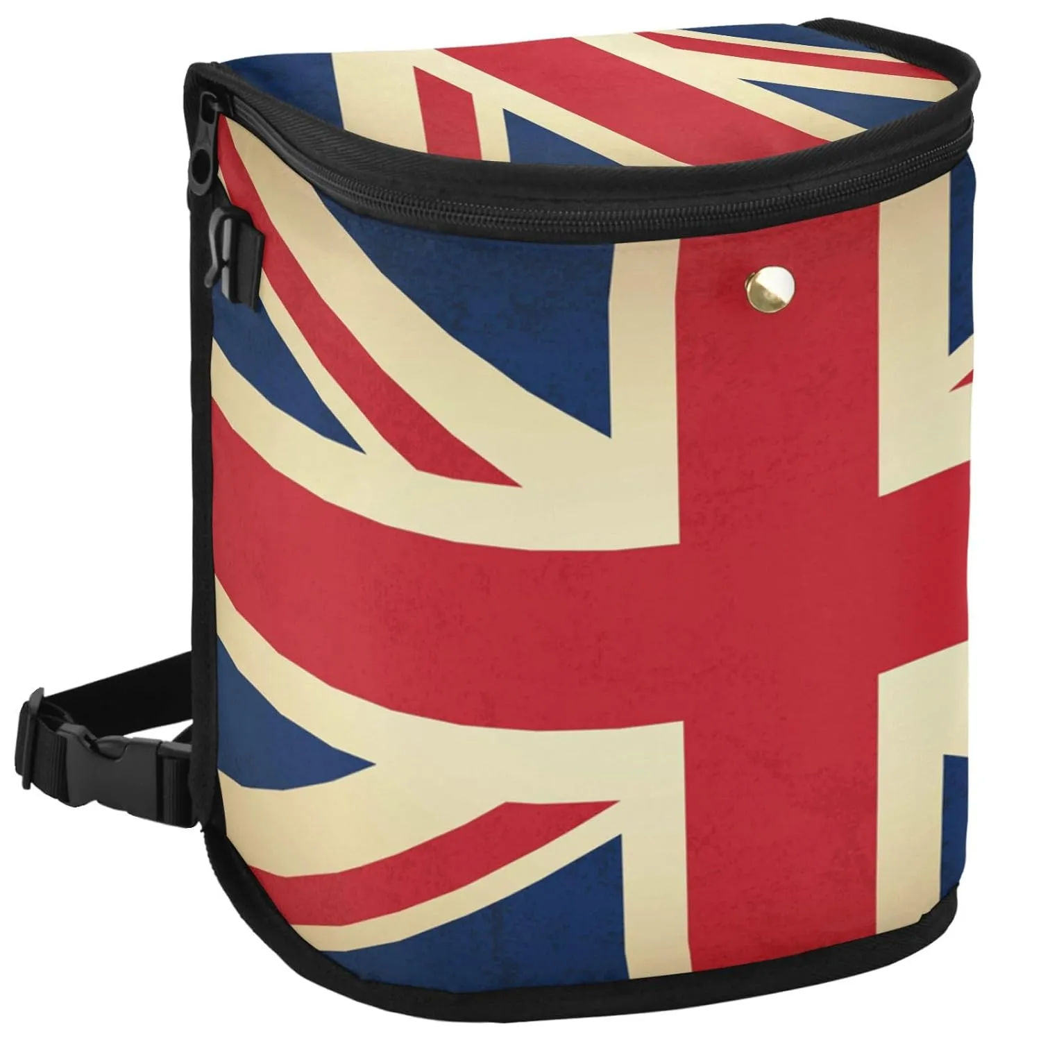 Vintage Union Jack Flag United Kingdom Car Trash Can Car Garbage Bag with Lid Hanging Waterproof Leak Proof Vehicle Storage Bin