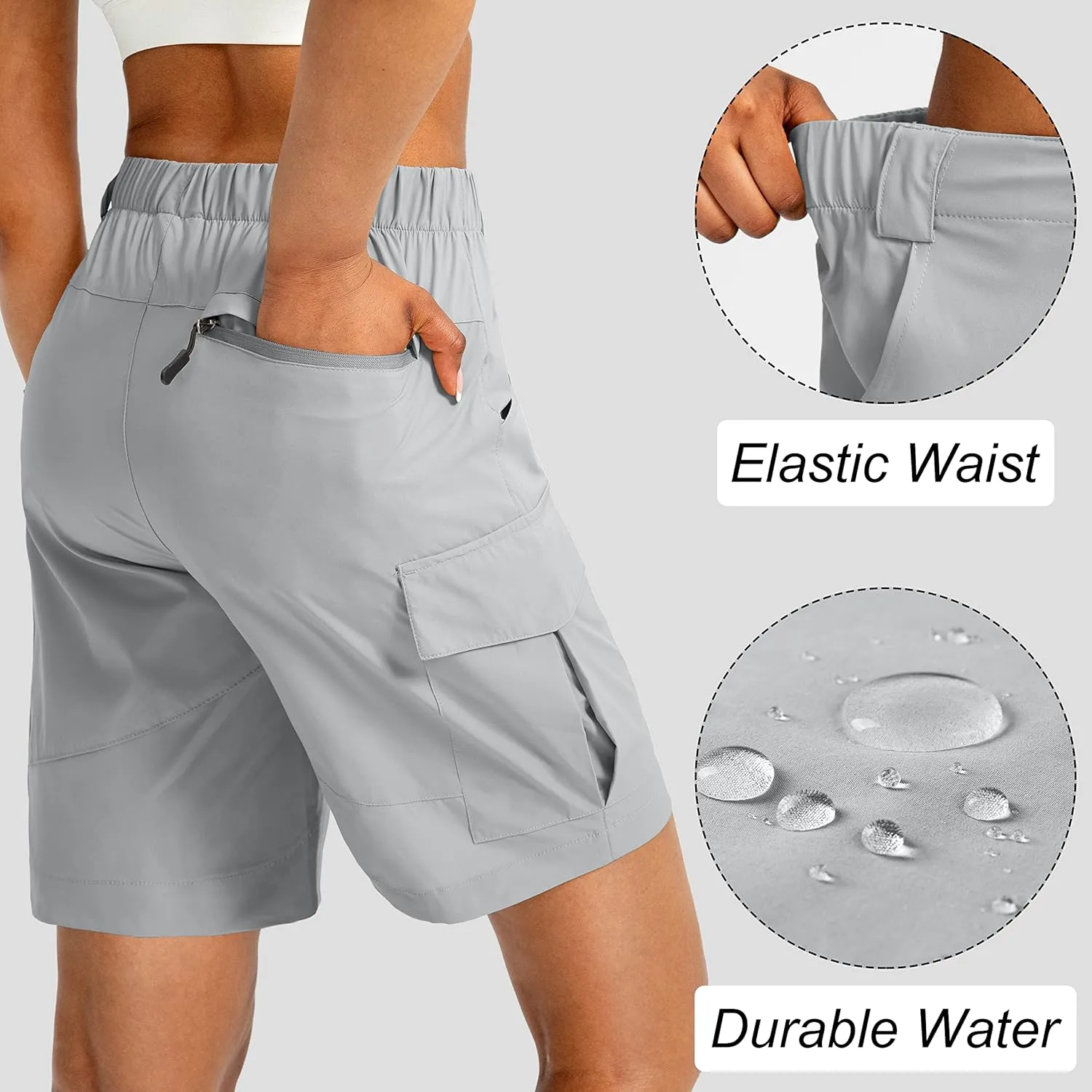 Viodia Women's 7" Hiking Cargo Shorts with Pockets Quick Dry Lightweight Shorts for Women Golf Casual Summer Shorts