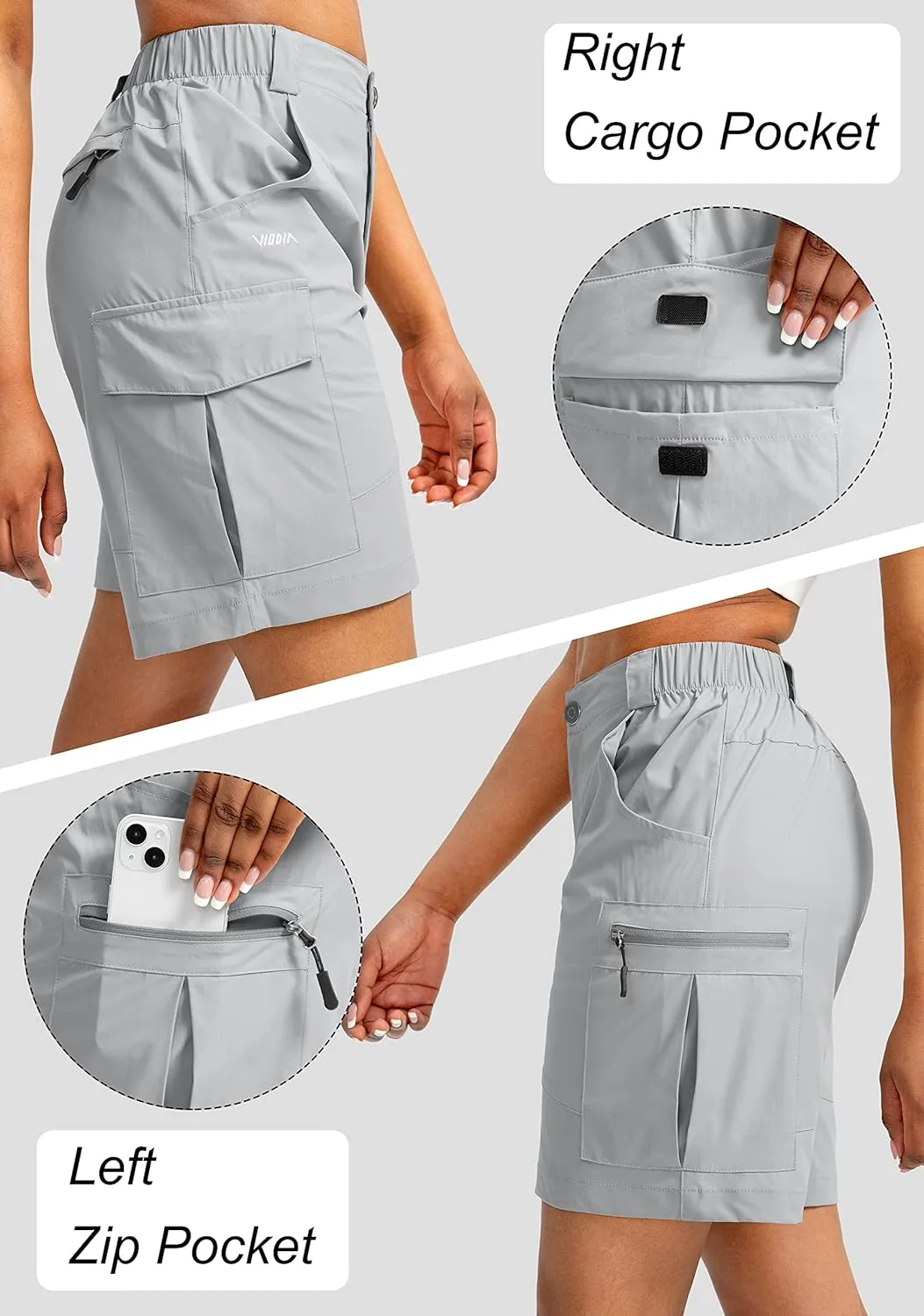 Viodia Women's 7" Hiking Cargo Shorts with Pockets Quick Dry Lightweight Shorts for Women Golf Casual Summer Shorts