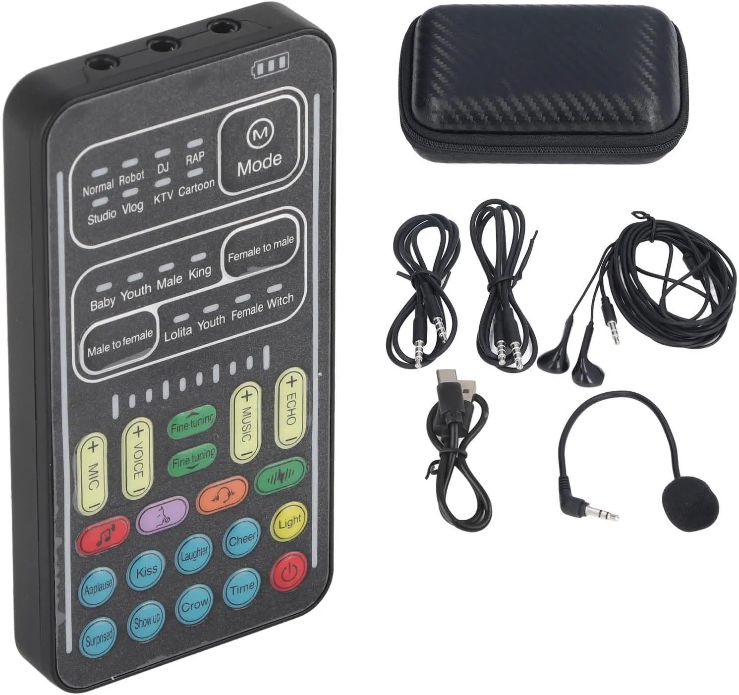 Voice Changer Set ,I9 Multifunction Portable Recording Mini Sound Card ,8 Different Sounds ,High Device Compatibility ,For Game Music Recording ,Phone Computer Sound Changer(English Version)