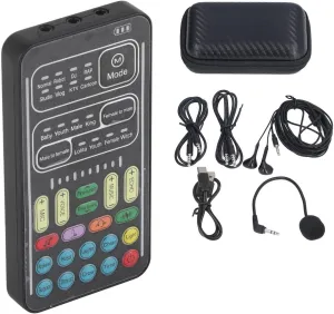 Voice Changer Set ,I9 Multifunction Portable Recording Mini Sound Card ,8 Different Sounds ,High Device Compatibility ,For Game Music Recording ,Phone Computer Sound Changer(English Version)