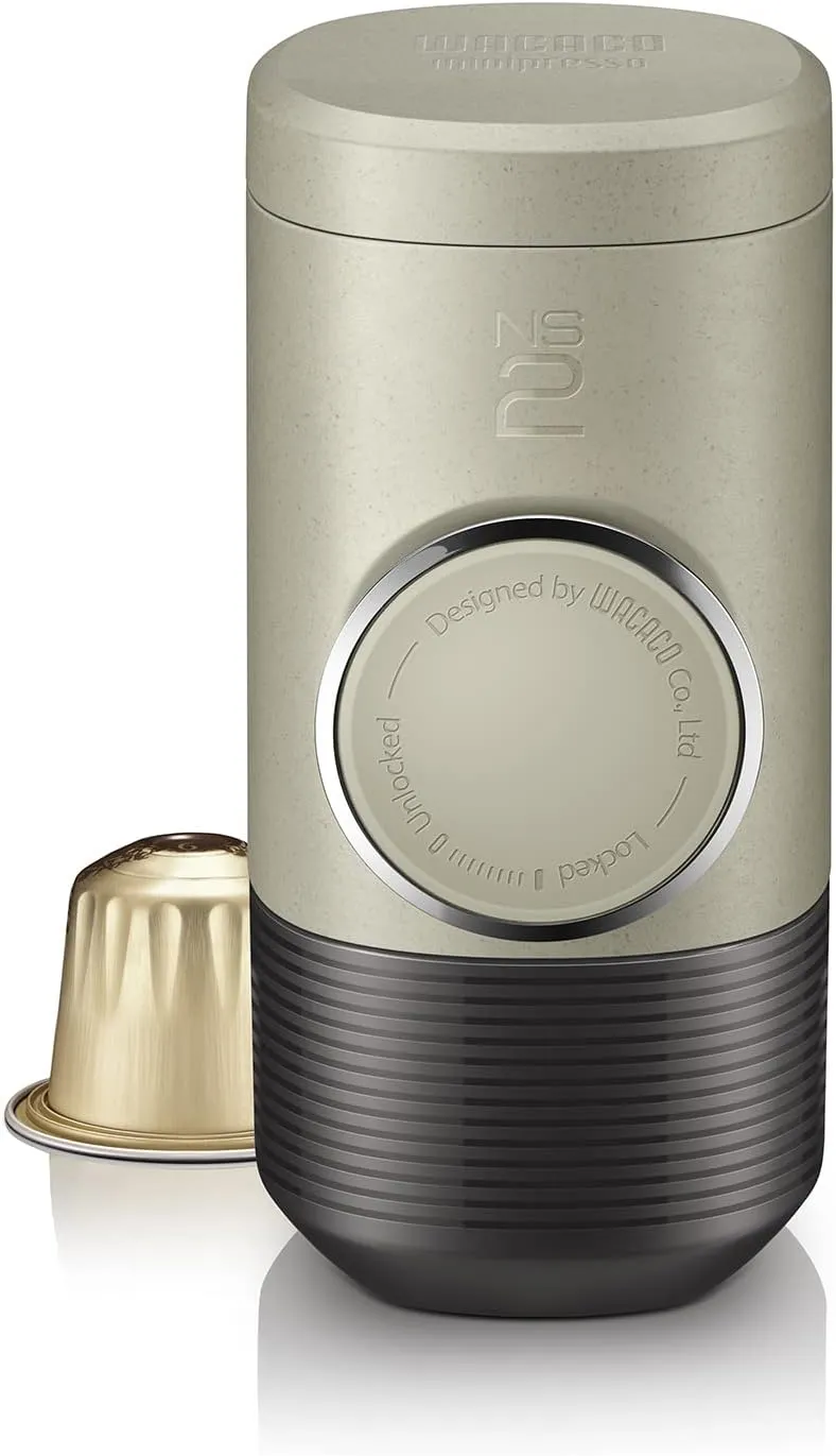 WACACO Minipresso NS2, Portable Espresso Maker Compatible with NS Original Capsules and Compatibles, Manually Operated, 18 Bar Small Handheld Coffee Machine for Travel, Camping