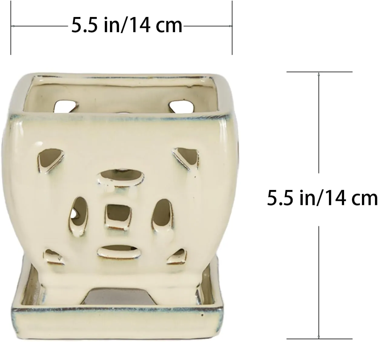 W&W Orchid Pot with Holes and Saucer for Repotting, Cream White, 5.5 Inches
