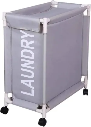 Washing Basket with lid Wheeled Foldable Waterproof Space Saving for Bathroom Bedroom-Blue Laundry Hamper Dirty Clothes Bag