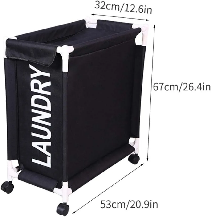 Washing Basket with lid Wheeled Foldable Waterproof Space Saving for Bathroom Bedroom-Blue Laundry Hamper Dirty Clothes Bag