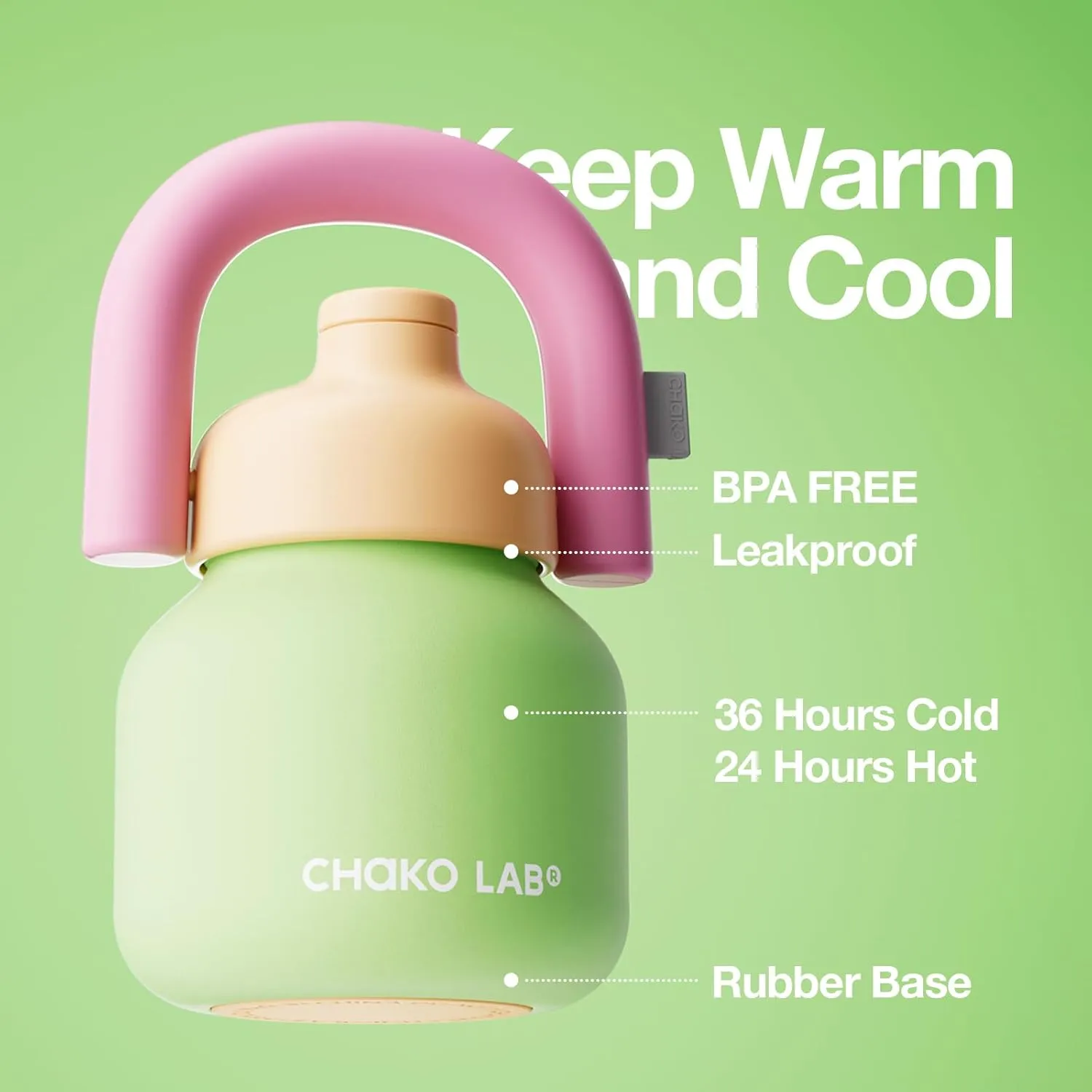 Water Bottle with Straw and Carry Handle | Wide Mouth vacuum insulated stainless steel Metal Thermos Bottles | Reusable, leak-proof and BPA-free | 33oz(Green&Orange)
