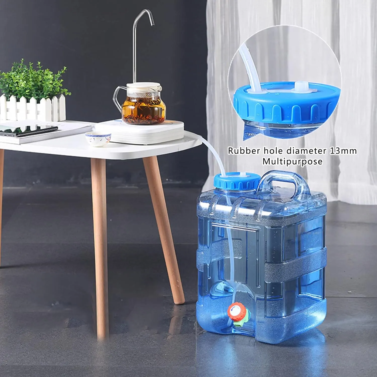 Water Container,Water Storage Containers,Portable Water Canteen,Camping Water Container,Portable Large Water Tank with Faucet,for Outdoor Camping Picnic Hiking Car Driving(7.5L,蓝色)