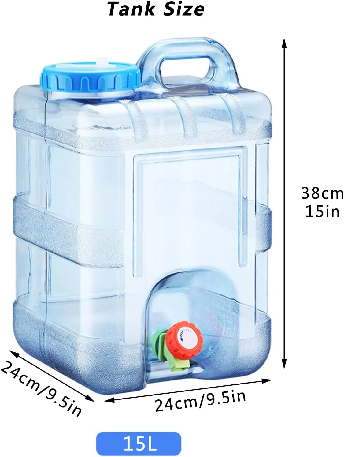 Water Container,Water Storage Containers,Portable Water Canteen,Camping Water Container,Portable Large Water Tank with Faucet,for Outdoor Camping Picnic Hiking Car Driving(7.5L,蓝色)