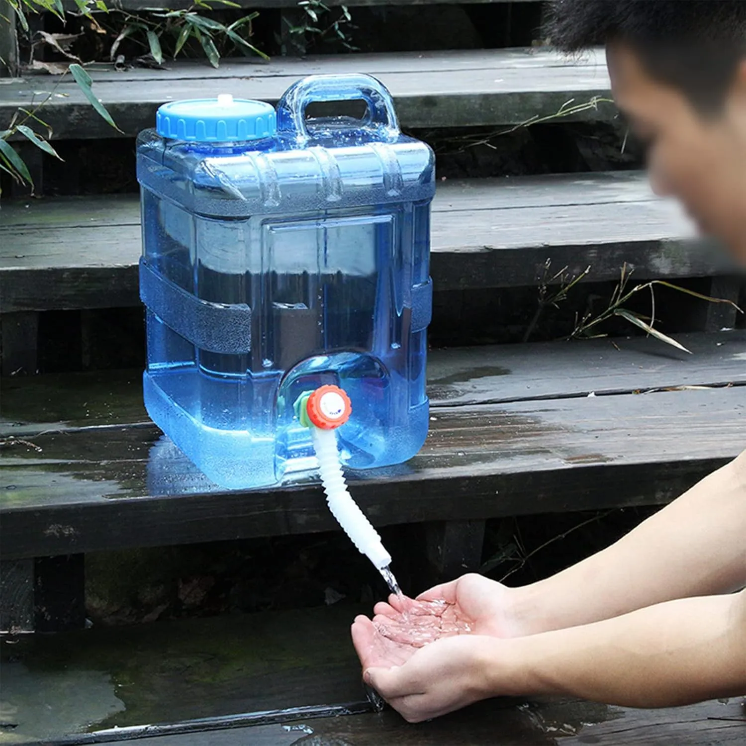 Water Container,Water Storage Containers,Portable Water Canteen,Camping Water Container,Portable Large Water Tank with Faucet,for Outdoor Camping Picnic Hiking Car Driving(7.5L,蓝色)