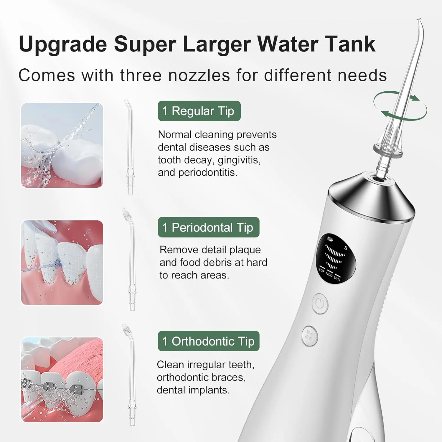 Water Dental Flosser, Protable Cordless Water Flosser with 300ML Rechargeable Travel Irrigation Cleaner, IPX7 Waterproof Electric Flossing for Teeth